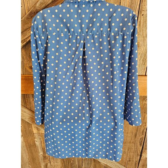 Bonworth size small polka dot blue white career causal button up ( oversized ) ^ - Picture 2 of 6